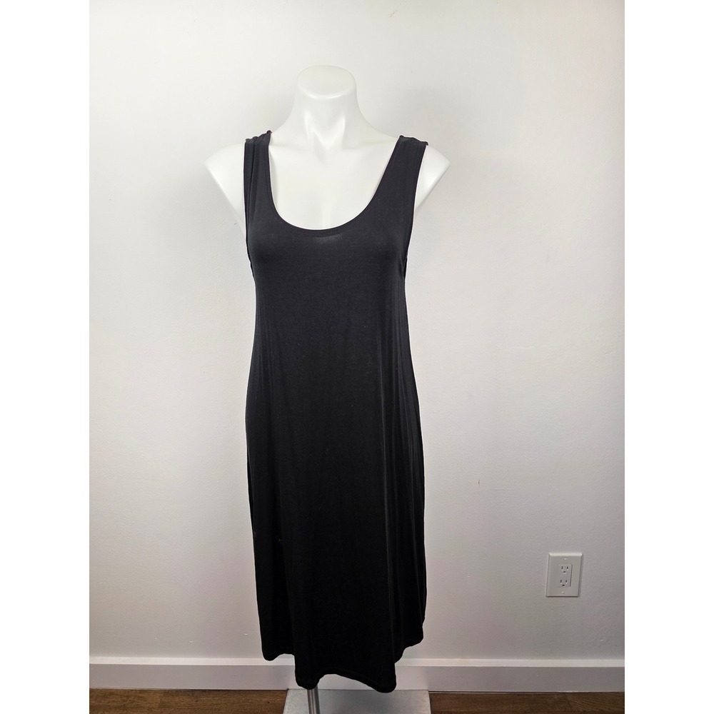 Gudrun Sjoden Black Lyocell Blend Scoop Neck Tank Midi Dress Womens Medium